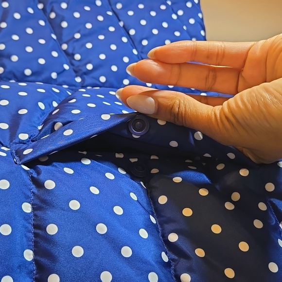 Lands End Down Filled Polka Dot Puffer Pocket Hyper Dry Water Resistant Vest NWT - Picture 5 of 16